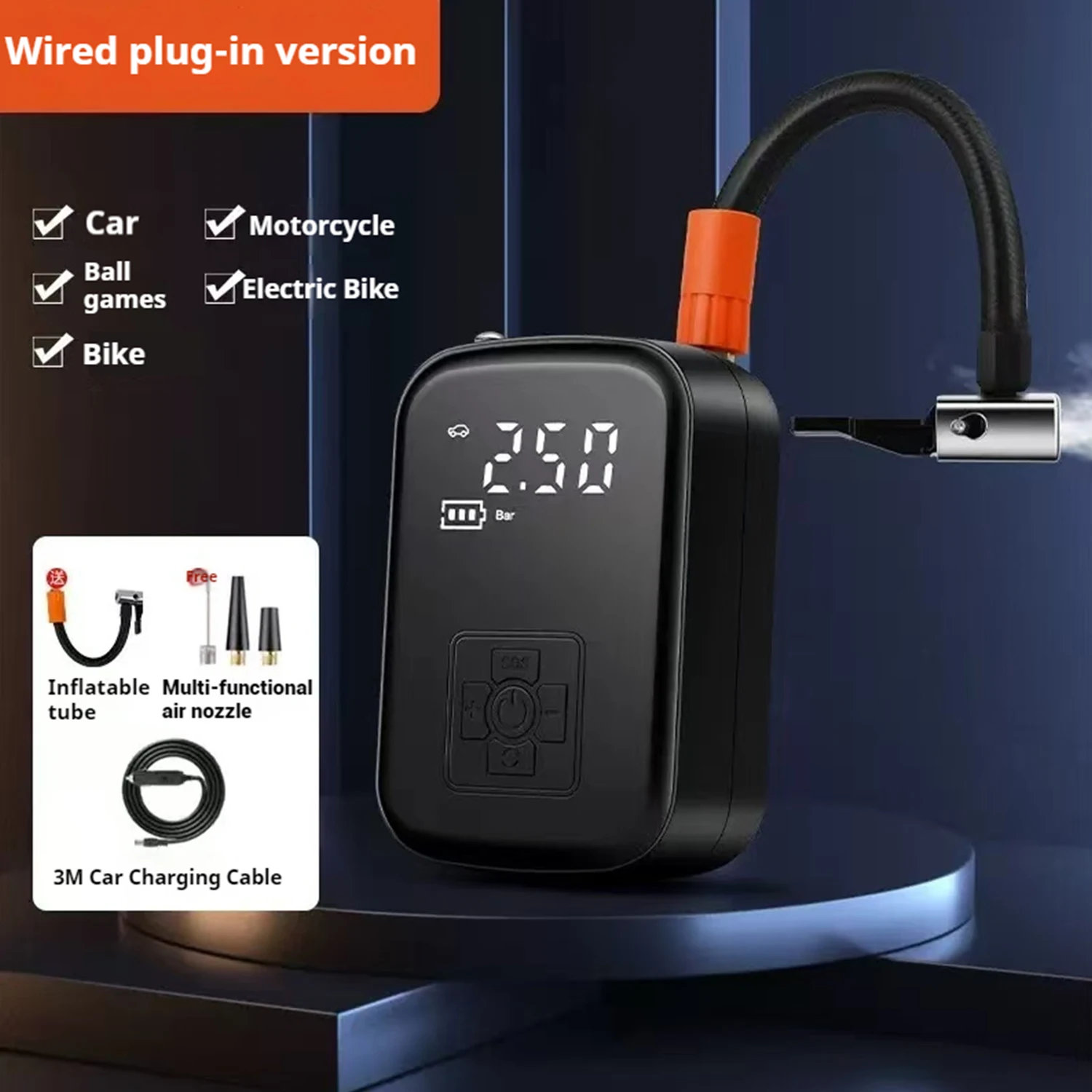Bomba de inflado de neumáticos Compresor de aire para automóvil Micro bomba de inflado para automóvil Compresor de aire digital para automóviles, motocicletas, bicicletas