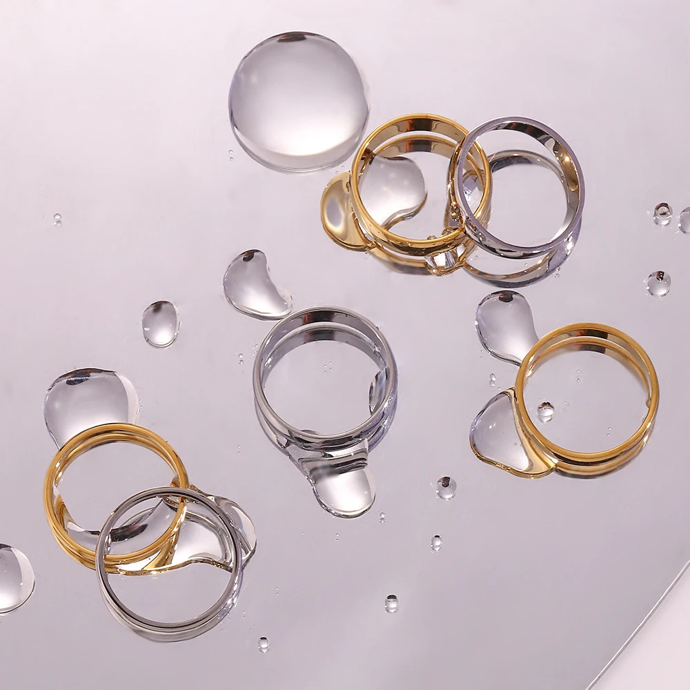 E.B.belle 변색 무료 2mm 4mm 6mm 스테인레스 스틸 18K 골드 도금 실버 컬러 너클 링 여성용 미니멀리스트 반지