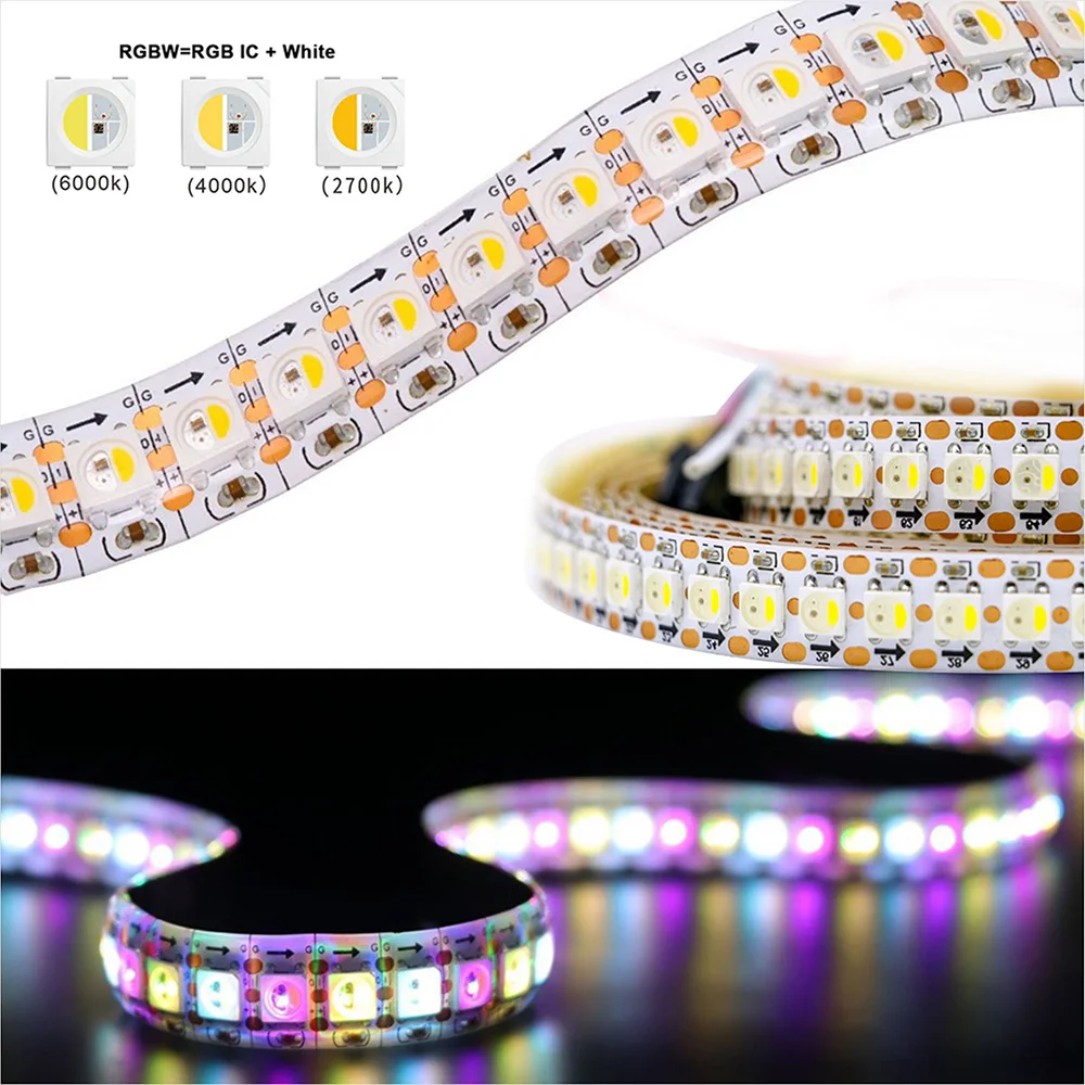 Sk6812 DC 12V RGBW RGBWW 5050SMD indirizzabile in modo indipendente 30/60/144 LED/m IP30/65/67 cavo PCB nero/bianco 1-5 metri