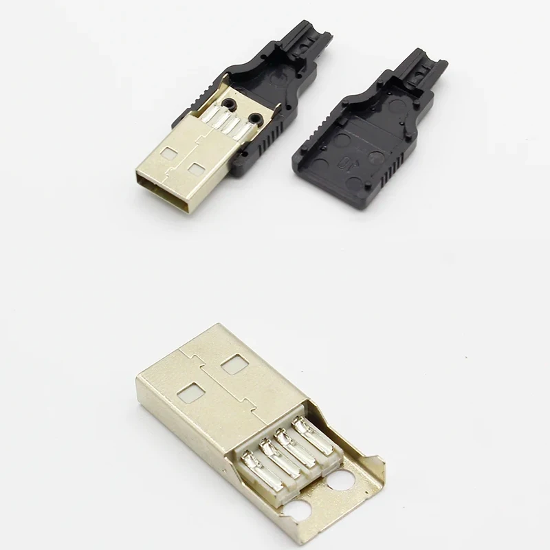 10pcs tipo A macho USB conector de tomada de 4 pinos com tampa de plástico preta