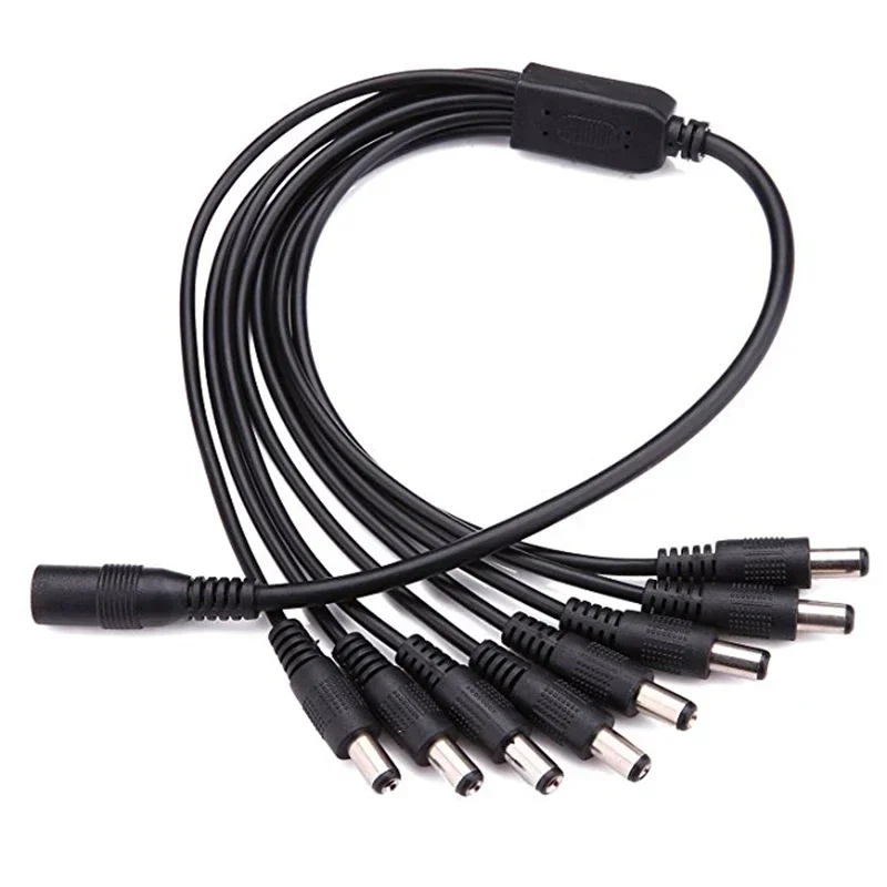 5.5mm x 2.1mm 1 fêmea para 4 maneiras 8 maneiras macho dc divisor de energia adaptador de cabo 12v para acessórios de câmera de segurança cctv