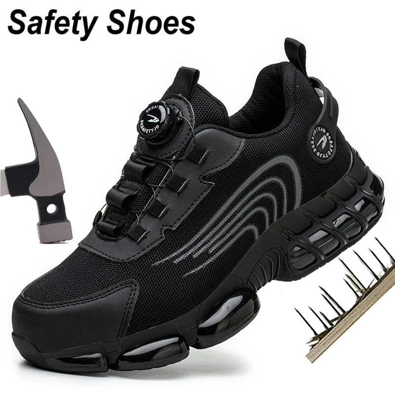 Nuevas botas de seguridad para hombre, zapatillas de trabajo, zapatos indestructibles, botas protectoras con punta de acero, botas tácticas de trabajo antigolpes y antipinchazos