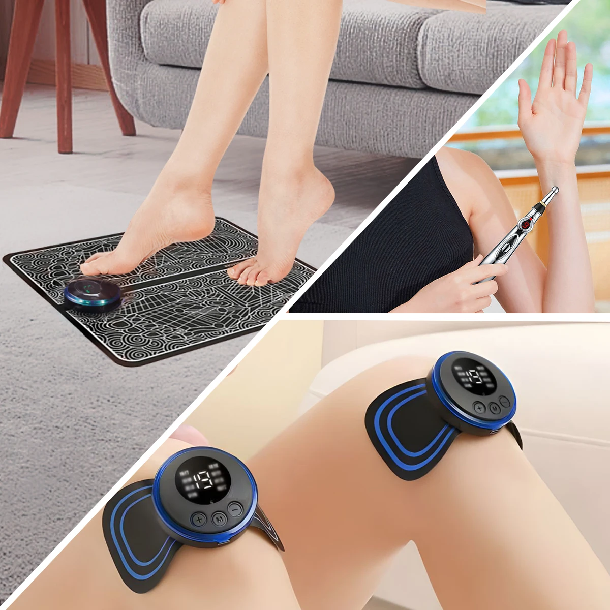 3pc Ems スマートマッサージセット全身マッサージャー足ツボマッサージャーポータブル電子マッサージャー肩首背中の痛みを和らげる