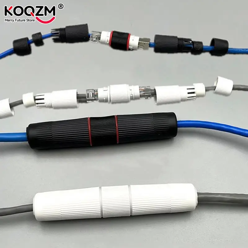 1 buah RJ45 konektor Dok jaringan Ethernet lurus melewati tahan air Header IP67 luar ruangan ekstender kabel jaringan Broadband