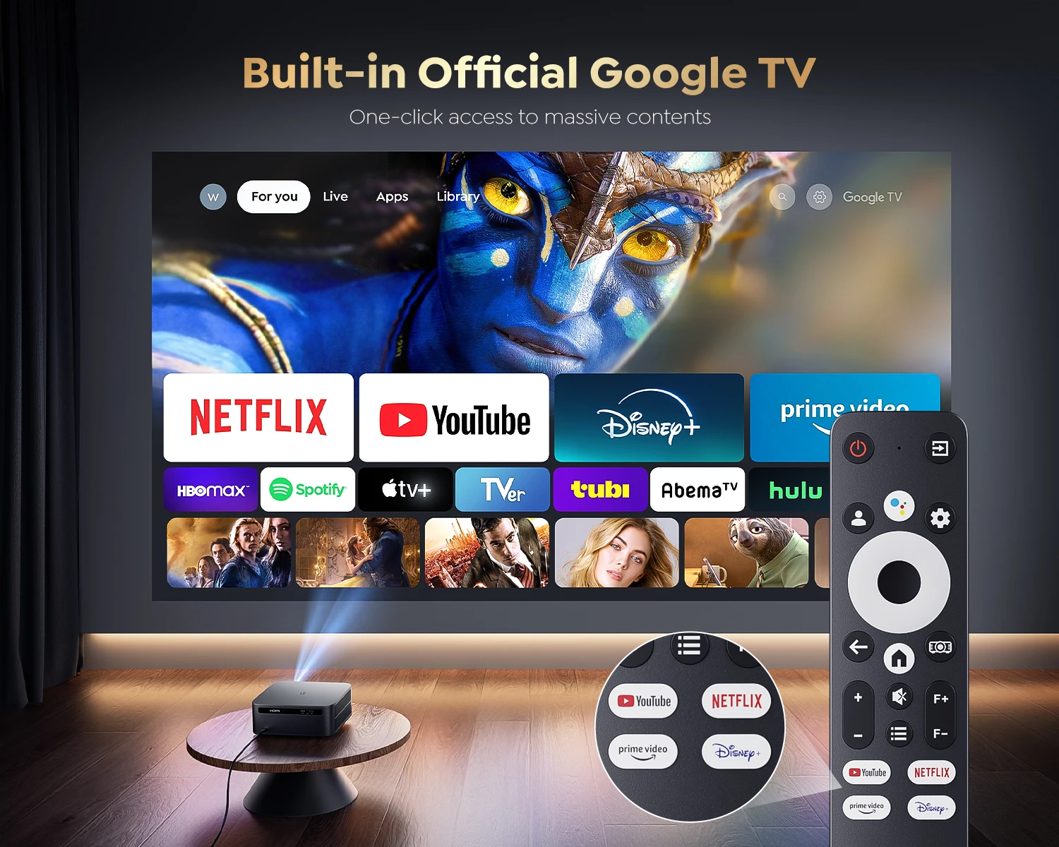 FHD 1080P Projector Bluetooth WiFi Projector Netflix Officially & AI Auto Focus 1500 ANSI 30000 lumens Auto-focus 4K Support