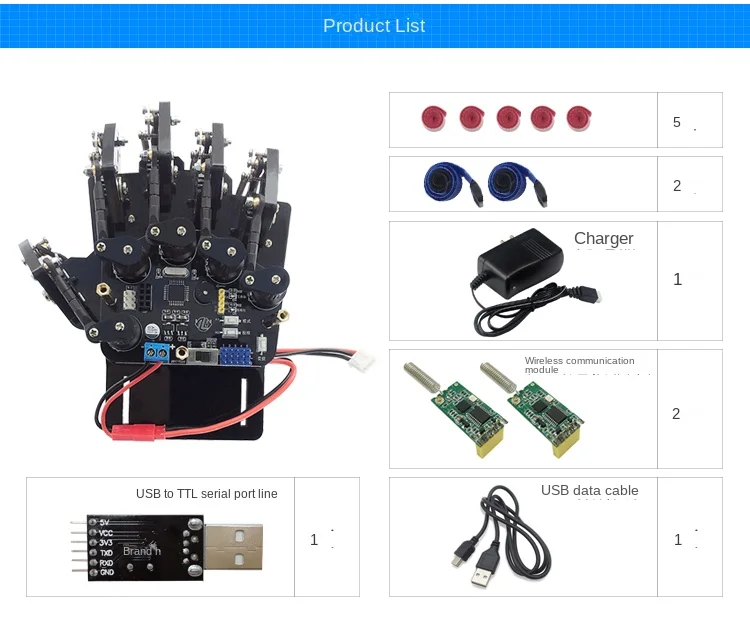 5 Dof Bionic Robotic Palm Uhand Somatosensory Open Source Educational DIY Robot Compatible For Arduino Stm32 Programmable Robot