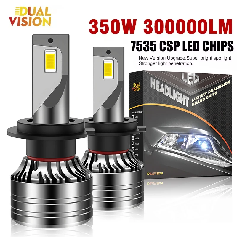 Dualvision 2 peças luzes de carro h7 h4 h1 9006 h11 9005 faróis led super brilhantes feixe alto baixo lâmpada de neblina branca 6000k 12v
