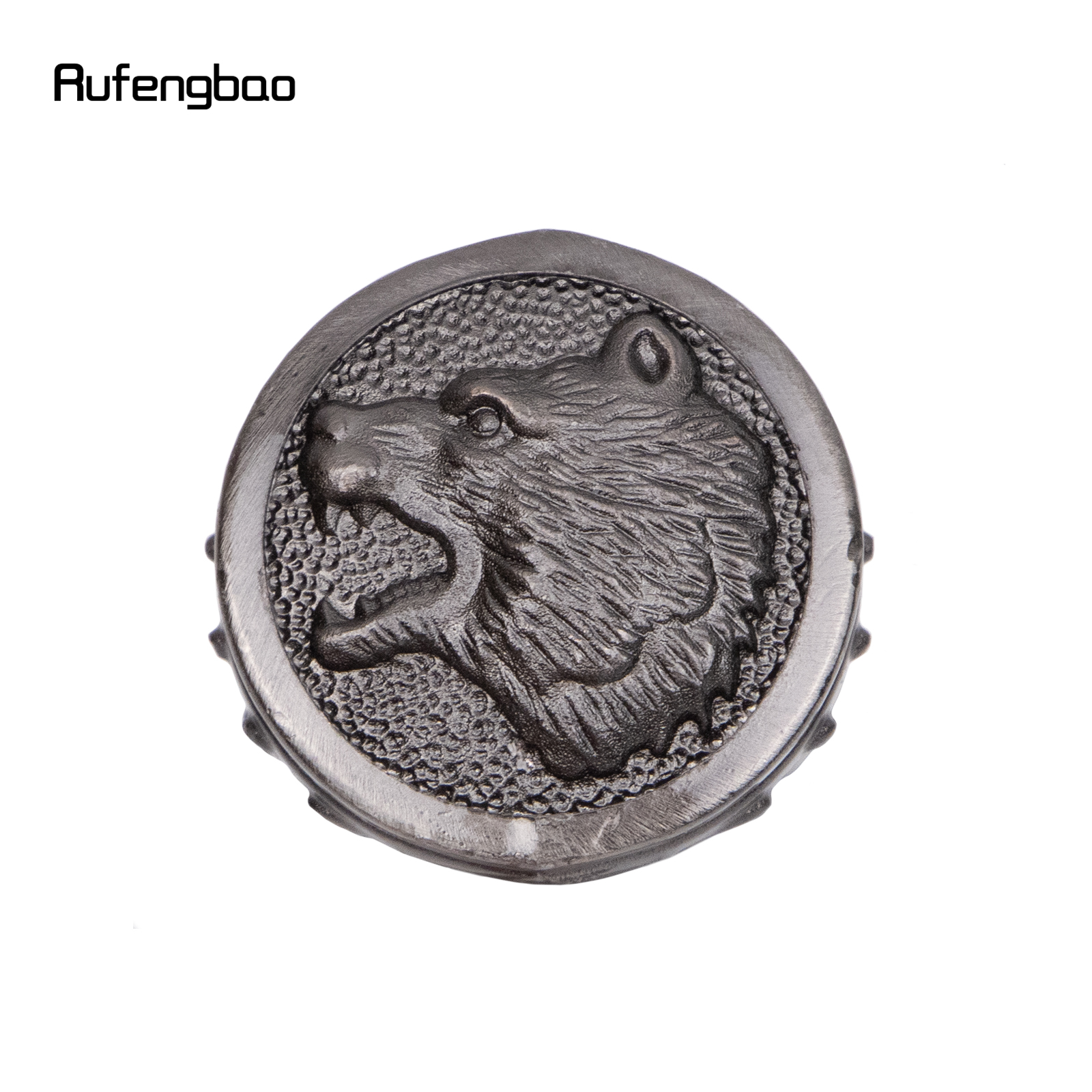 Cabeça de urso rugindo prata, bengala de alívio do totem da flor, bengala de moda, botão do crosier do cavalheiro, 93cm