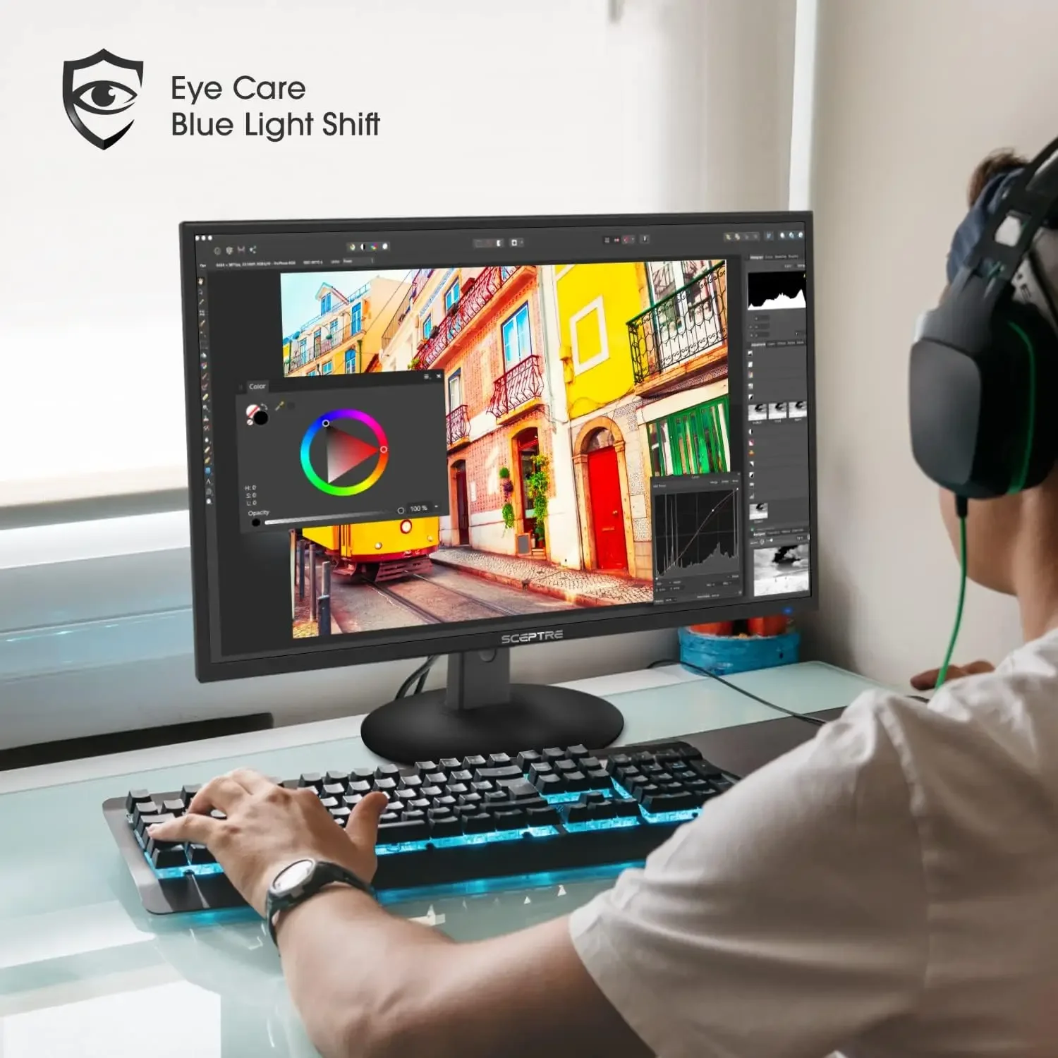 1600x900 75Hz Ultra Thin LED Monitor 2x HDMI VGA Built-in Speakers, Machine Black Wide Viewing Angle 170°