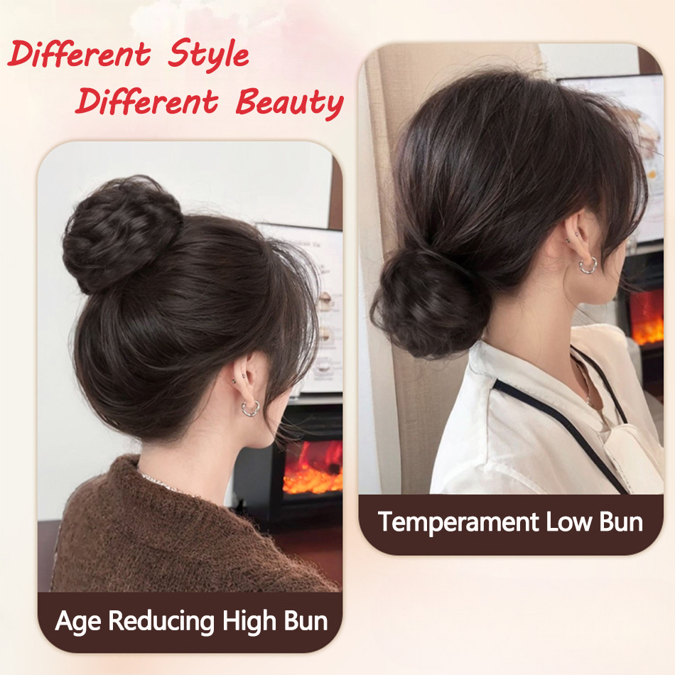 4 Inch Verstelbare Vogelnest Synthetisch Haar Broodje Met Krimpbare Haar Ring Bun Maker Elegante Vrouwen Magic Donut Opsteekkapsels Haarstukje