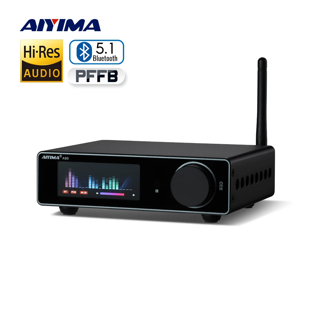 AIYIMA A80-AMPLIFICADOR Bluetooth TPA3255, PFFB con DAC, medidor electrónico UV, potencia 300W x 2, HiFi, alta resolución, entrada RCA TRS
