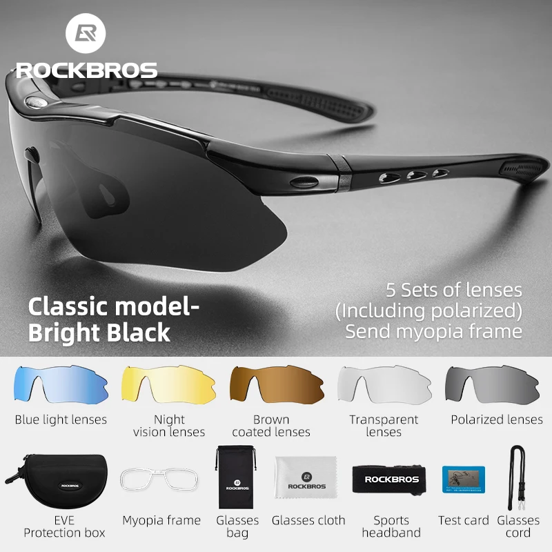 RockBros Polarized Óculos de Sol Ciclismo Outdoor Sports óculos de Bicicleta Bicicleta óculos de Sol TR90 Óculos Eyewear 5 Lens Bicicleta Acessório