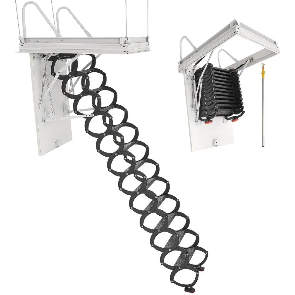 Foldable Steel Attic Ladder for Efficient Ceiling Access Space-Saving Home Improvement Tool