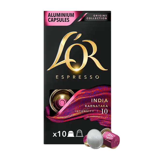 Embalagem de 5 - L'Or Espresso Café India Intensity 10 5 caixas x 10 cápsulas (50 cápsulas) compatível com Nespresso