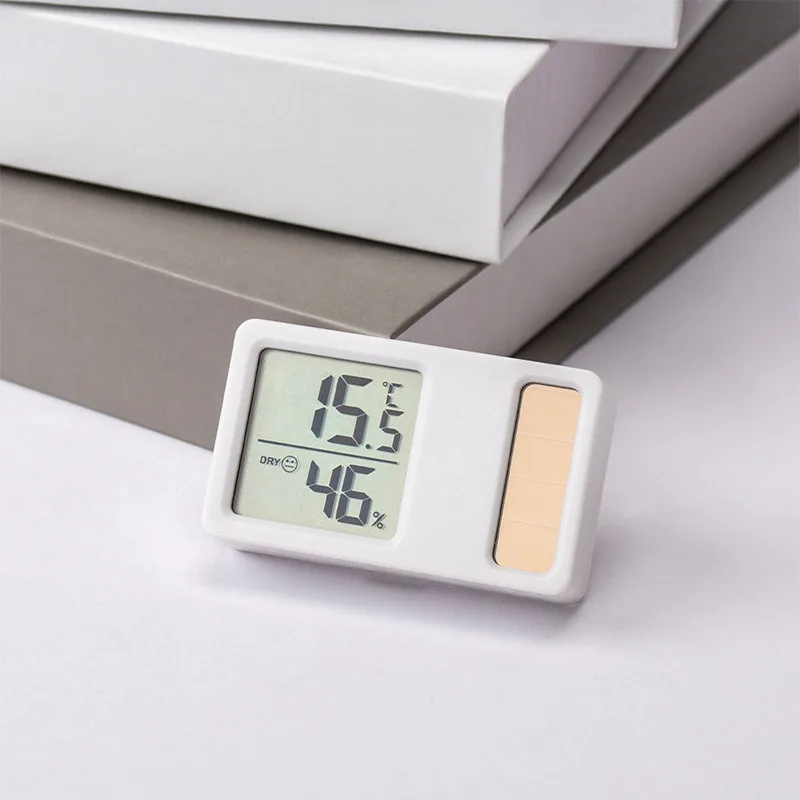 Solar power Temperature and Humidity Meter Mini Portable Humidity Digital Electronic Temperature Detection Meter for Bedroom