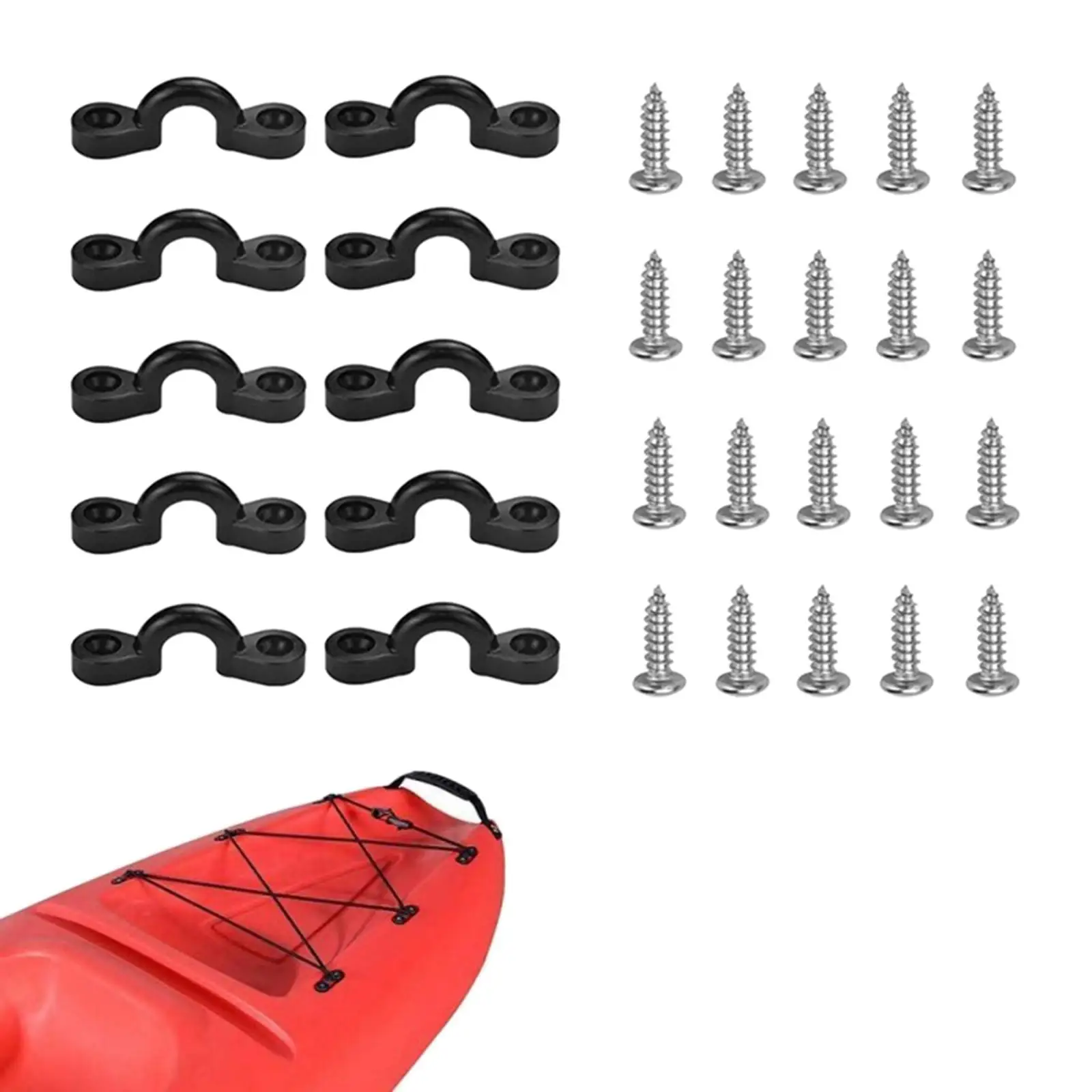 Almohadilla para Kayak, Hardware de punto de anclaje tipo C, ojal de hebilla con mango de tracción con tornillos para canoas, barcos, Kayaks, 10 Uds.