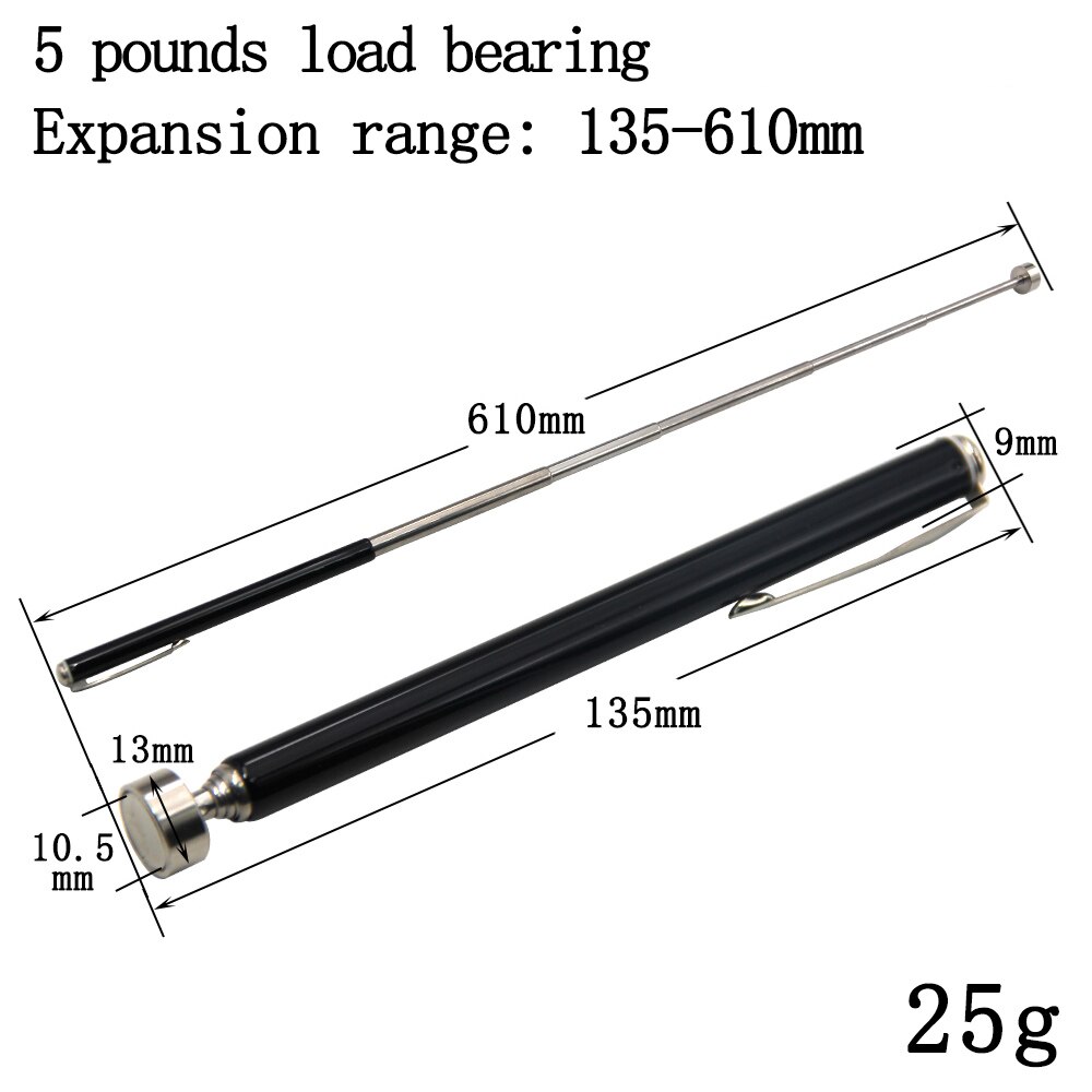 2pc 5 Libra Magnética Retrátil Pickup Sucção Ferro Rod Portátil Multifuncional Extrator Caneta Clipe Automotive Repair Tool