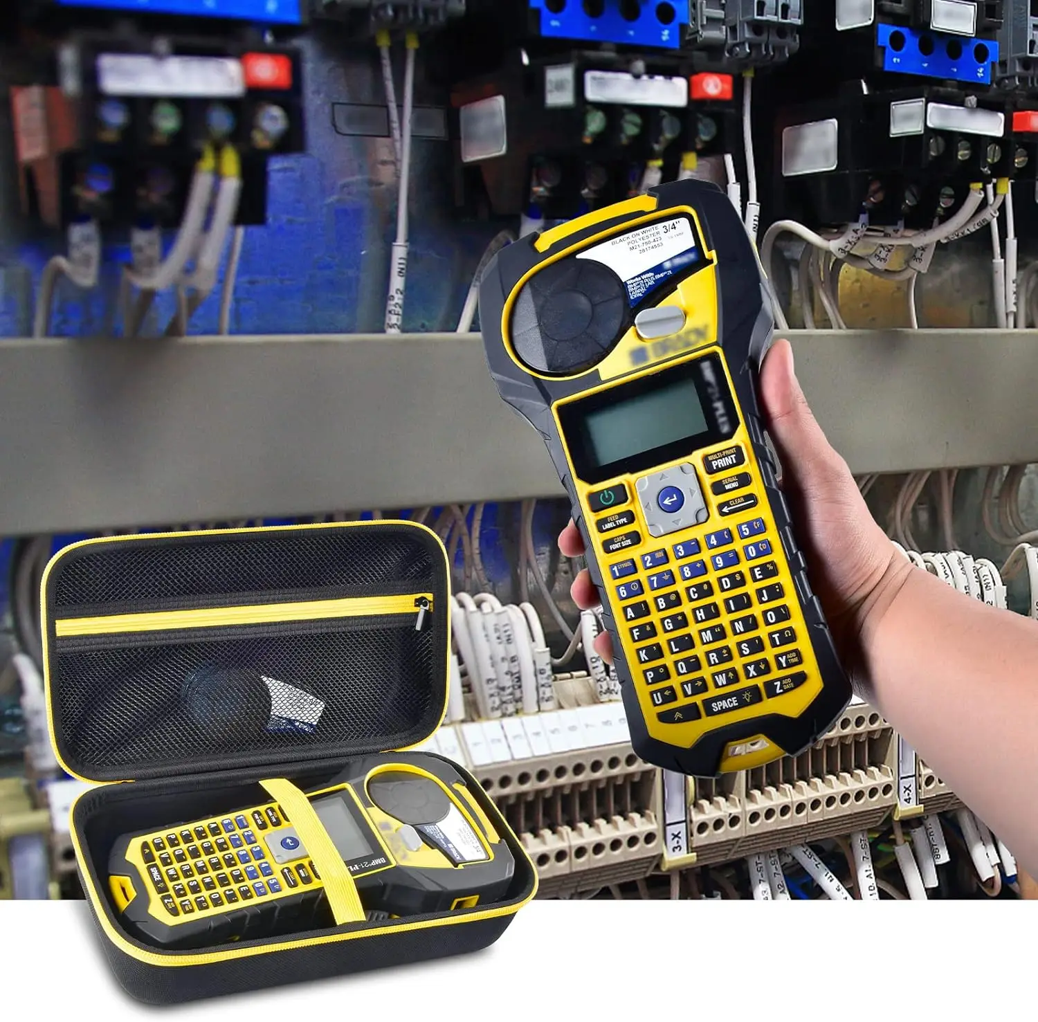 Hülle kompatibel mit Brady M210/ BMP21-PLUS Handheld-Etikettendrucker. Sticker Maker Tragbare Aufbewahrungstasche mit Netztasche