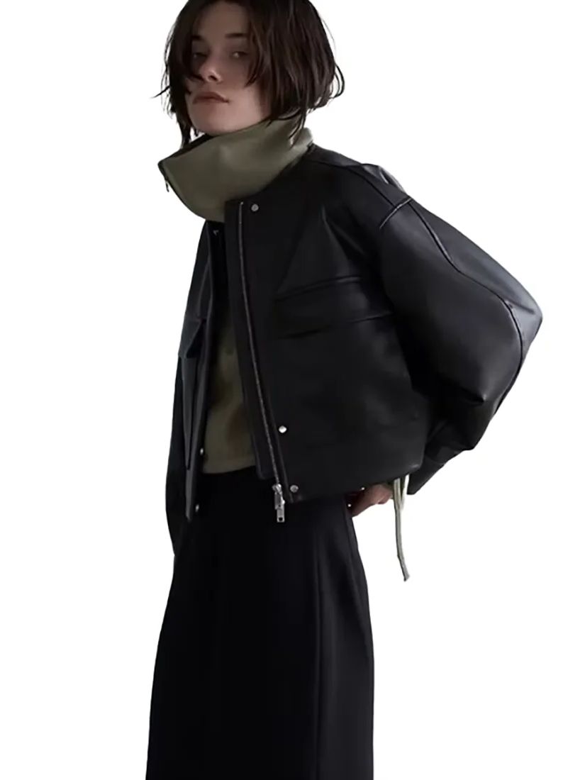 Lautaro Herbst Coole Übergroße Kurze Schwarze Weiche Pu Leder Jacke Frauen mit Front Taschen Langarm Luxus Designer Kleidung