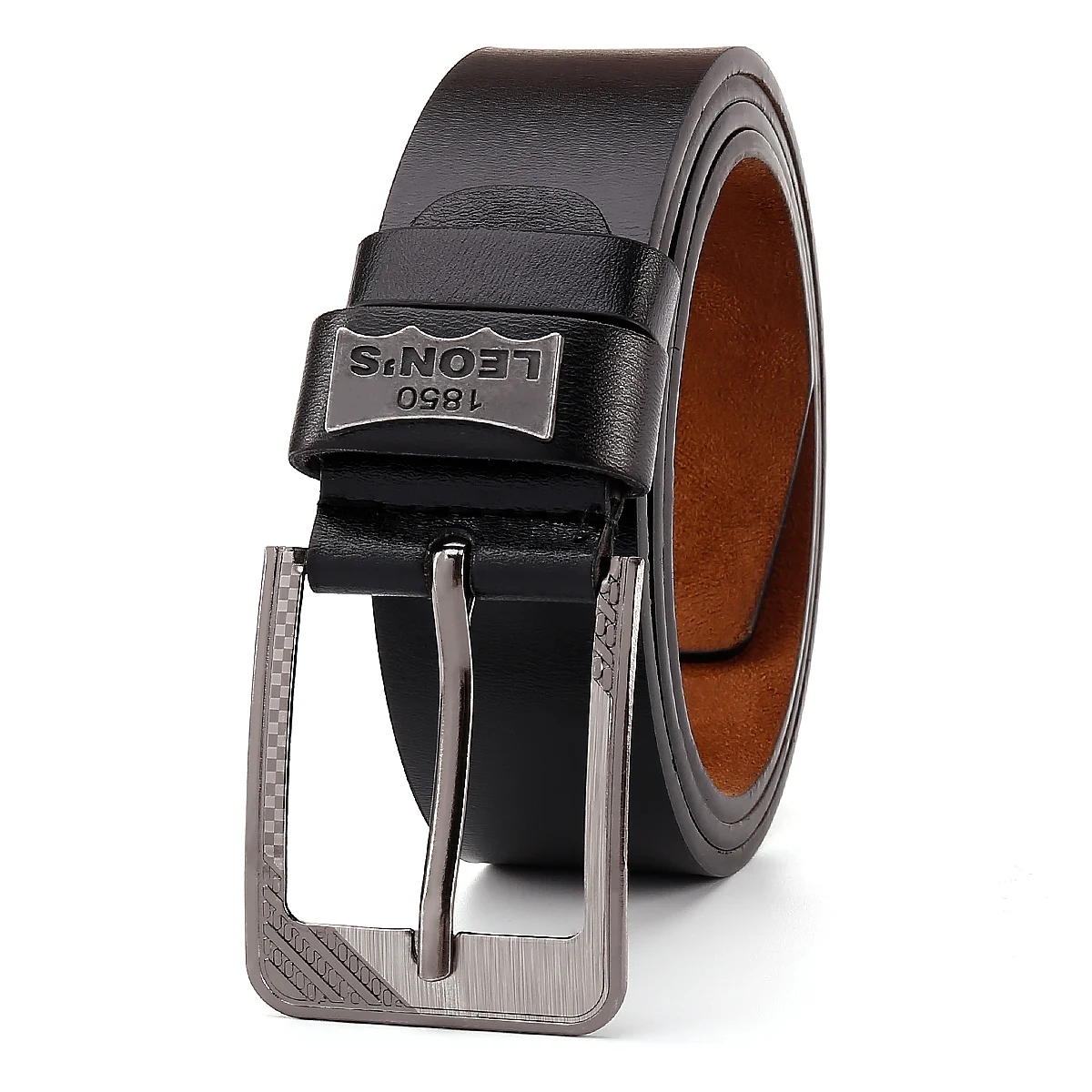 【LEON'S】 cinturón vaquero informal de cuero con hebilla para hombre, cinturón Retro de lujo de alta calidad para hombre, Cintos en 3 colores, novedad de 2023