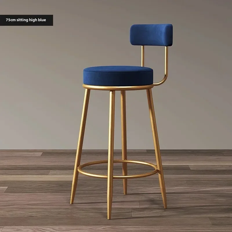 Nordic Velvet Bar Stools Counter Heightend Bar Chairs Upholstered Stools with Gold Legs for Modern Home Bar Luxury Seating