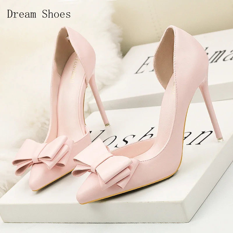 Sepatu Hak Tinggi Model Korea dengan Pita Manis, Sepatu Wanita Ramping Modis dan Elegan untuk Kantor, Sepatu Wanita Runcing Seksi