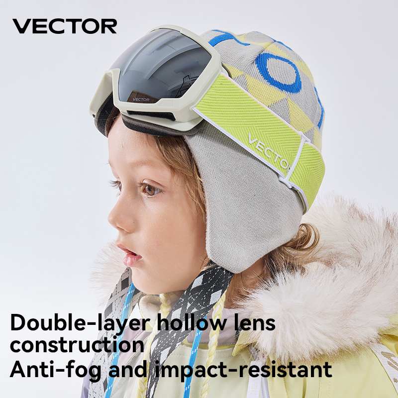Детские лыжные очки VECTOR, оправа с принтом и ремешком для мальчиков и девочек, сменные магнитные линзы, солнцезащитные очки UV400, противотуманные зимние очки