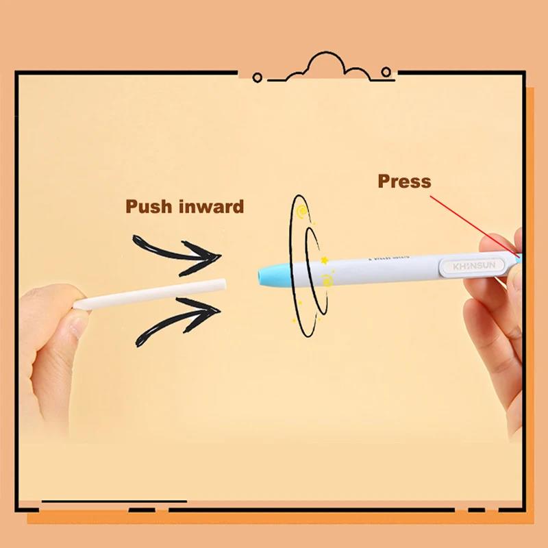 KHINSUN Press Gomma da matita retrattile Correzione Cancelleria Stile penna Gomma da matita per bambini Gomme per materiale scolastico per scrittura