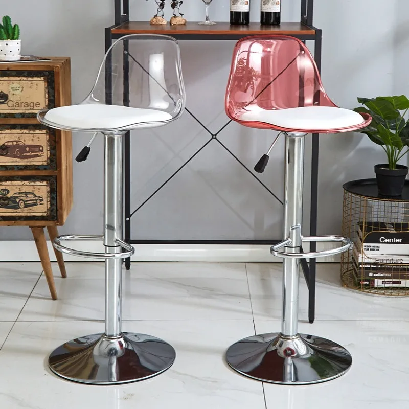 Taburete alto para el hogar, silla con respaldo de hierro elevable, taburete alto de ocio simple, silla de bar para tienda de té de la leche