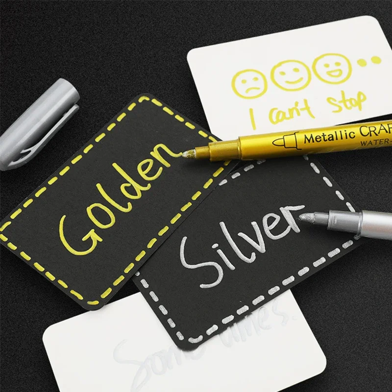 2/1 PC แปรง METALLIC MARKER ปากกาทองเงินสีถาวร Art MARKER สําหรับมังงะหัตถกรรม Scrapbooking เครื่องเขียนโรงเรียน