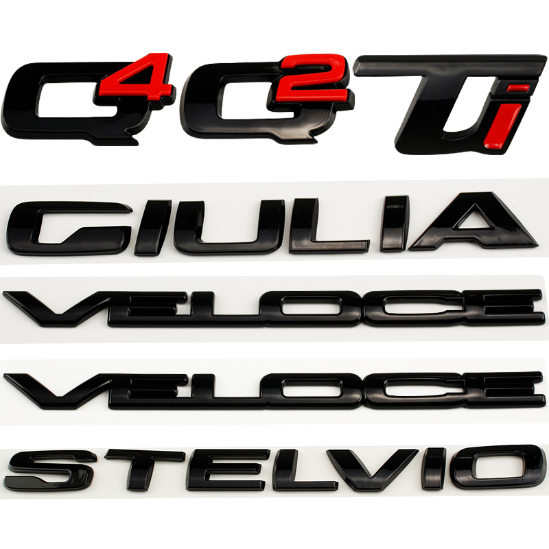Q2 Q4 GIULIA VELOCE STELVIO Ti значок глянцевые черные автомобильные наклейки для Alfa Romeo refir задний багажник автомобильные аксессуары багажник этикетка логотип