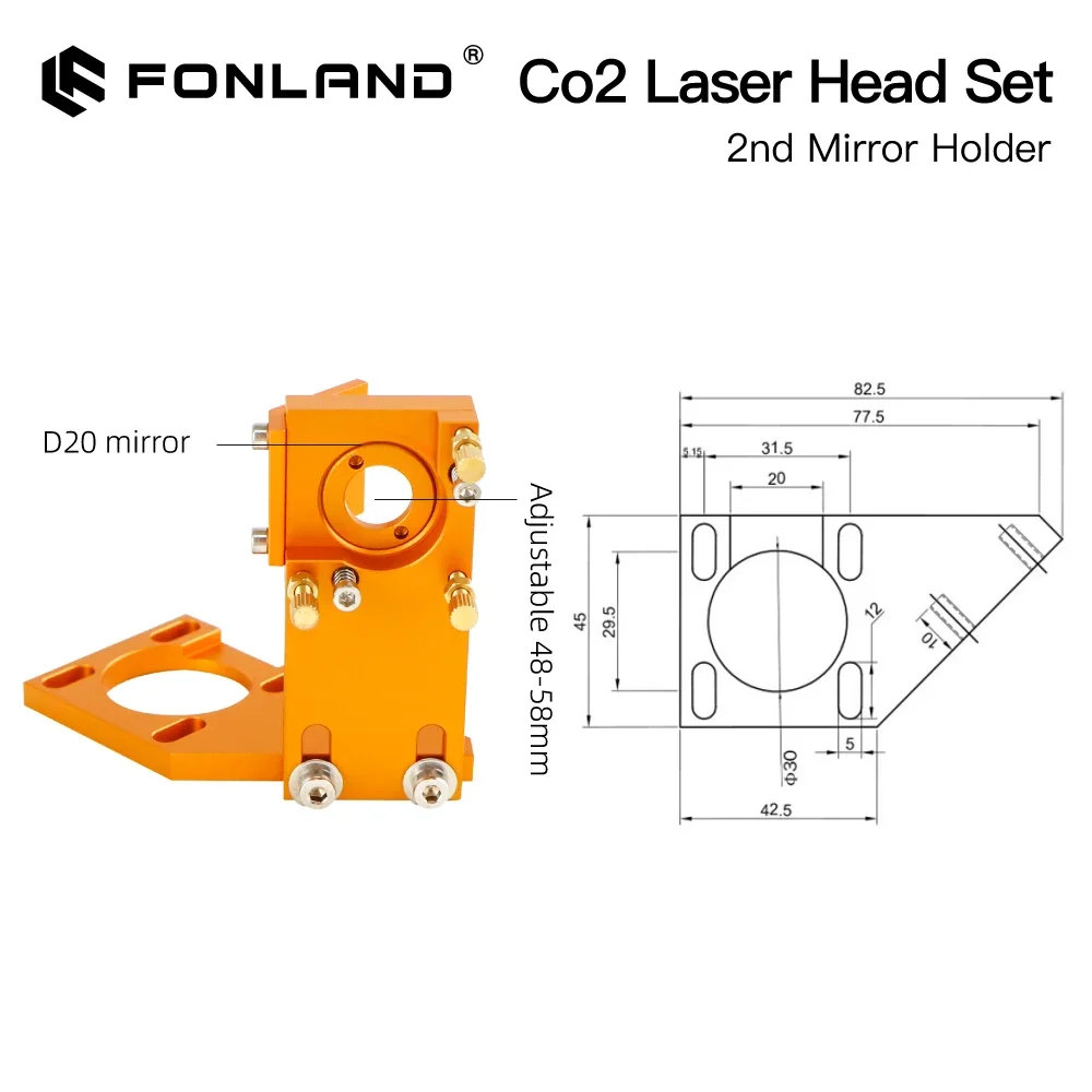 FONLAND K Series CO2 Laser Head Set New Style D12 20mm FL25.4 50.8mm Lens for 2030 4060 K40 Laser Engraving Cutting Machine