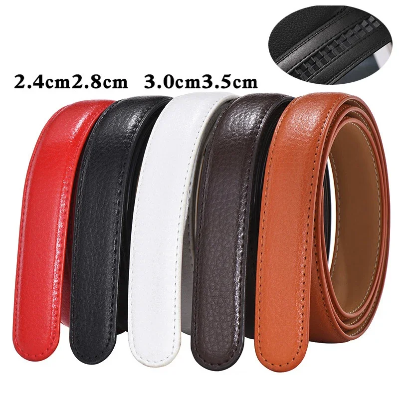 Masculino feminino 2.4 2.8 3.0 3.5 cm de largura cinto sem fivela para fivela automática cintos de couro pu de alta qualidade tiras corporais sem fivela