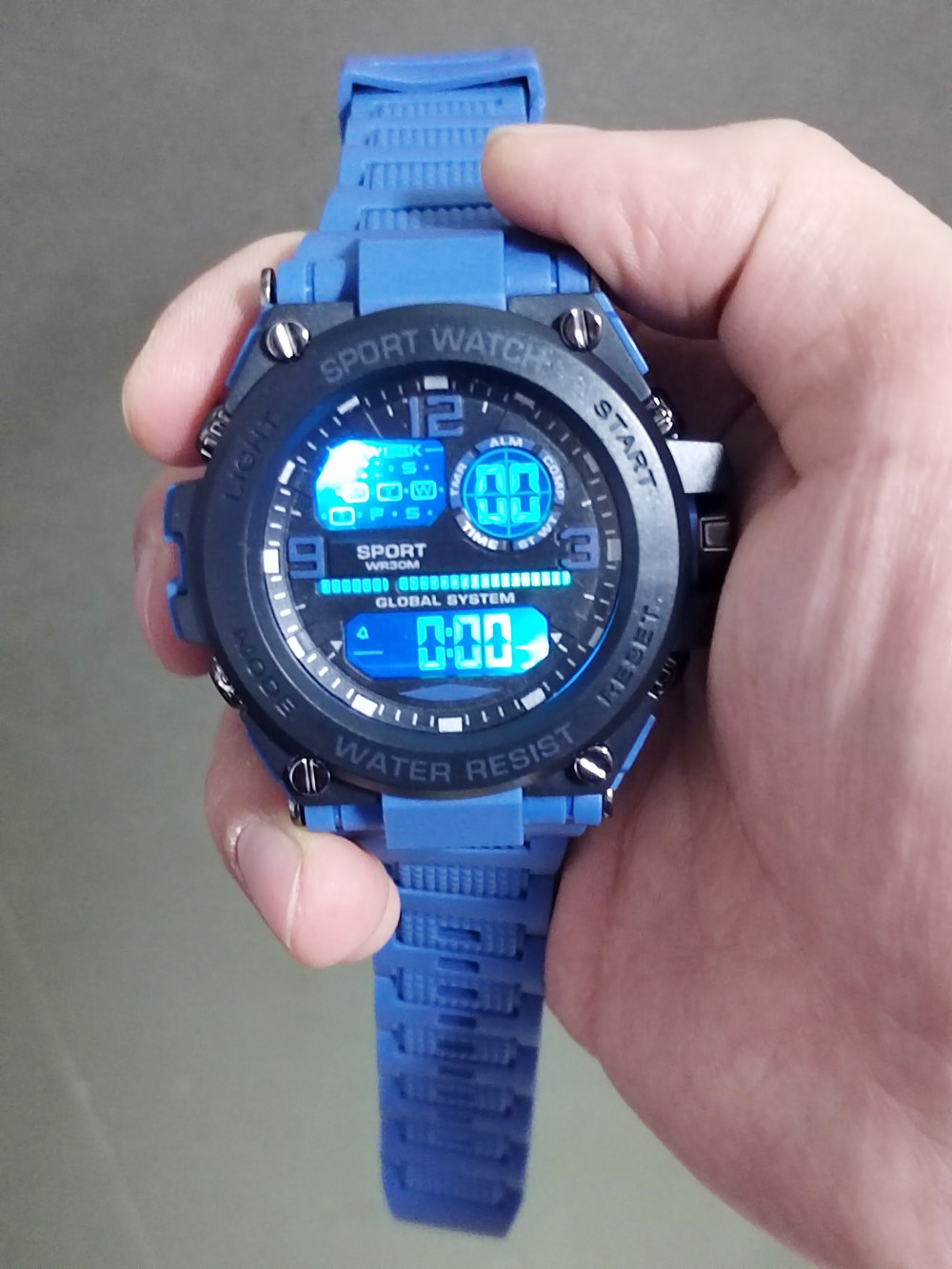 Heren sport digitale grote wijzerplaat lichtgevende waterdichte wekker multifunctionele elektronische chronograaf multifunctioneel horloge