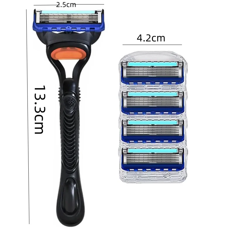 Lama di rasoio a 5 strati, lama di rasoio manuale da uomo, lama di rasoio di sicurezza, classica lama di rasoio riutilizzabile per la combinazione di protezione della pelle