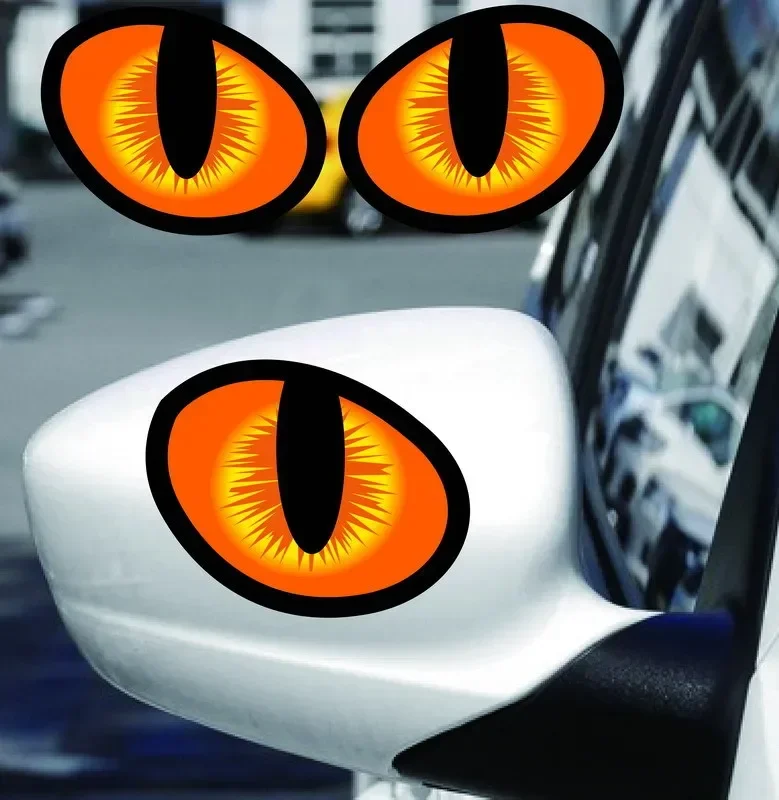 Pegatinas de ojos reflectantes estéreo 3D para espejo retrovisor de coche, ojos de gato reflectantes resistentes al agua para camión y SUV