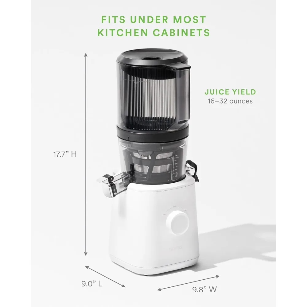 Cold Press Juicer,Feeding for Hands-Free Operation with Wide Mouth Hopper for Whole Recipe Loading,Zero Waste Masticating Juicer