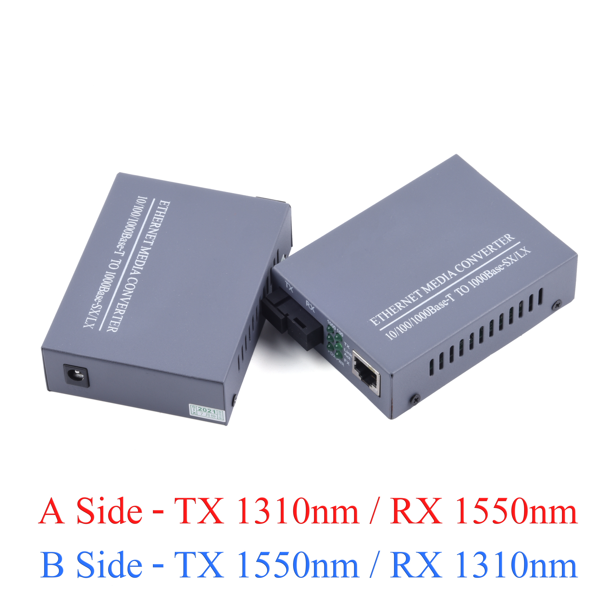 Convertidor de medios ópticos de fibra Gigabit, 10/100/1000Mbps, modo único, 20Km, UPC/APC, puerto SC, fuente de alimentación externa