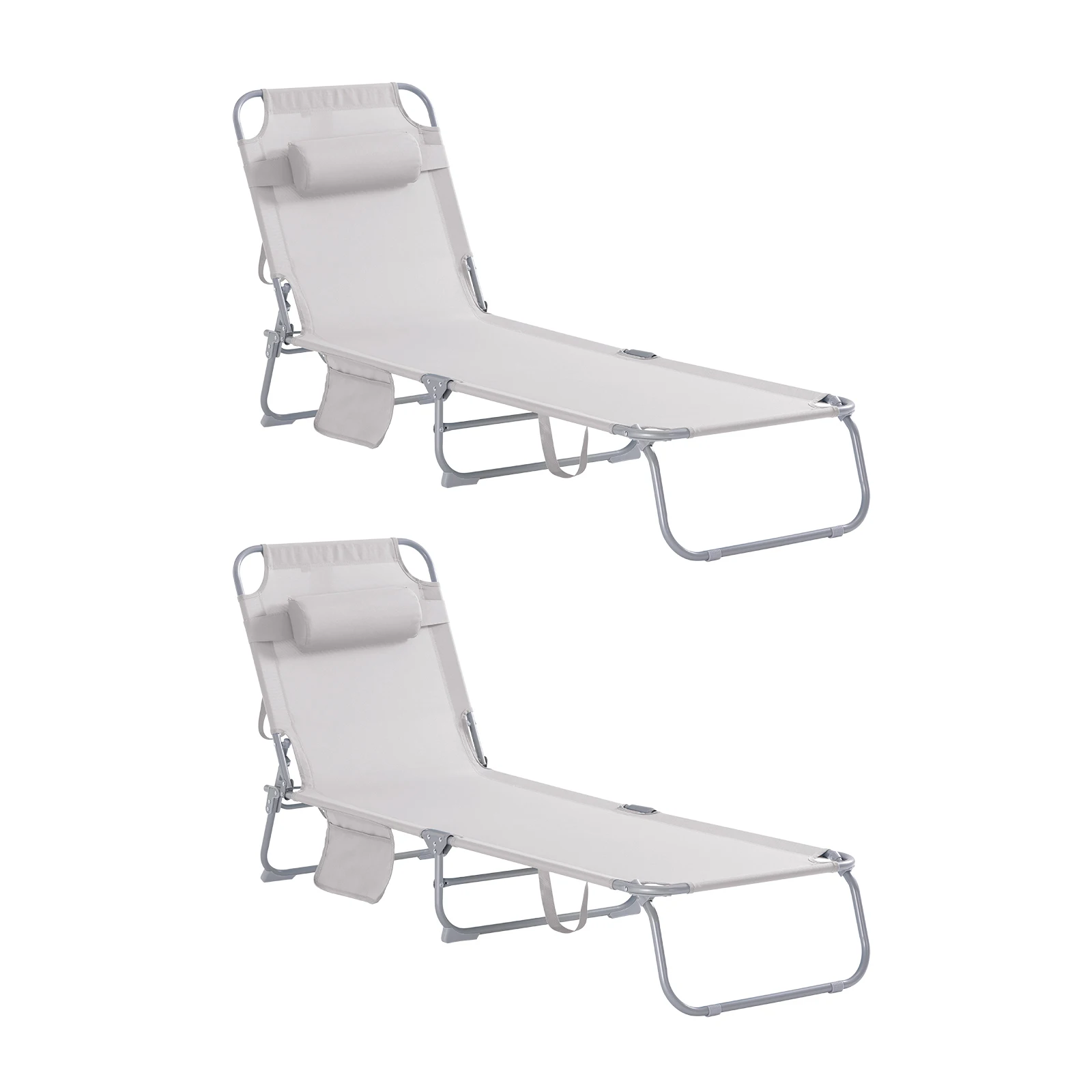 SoBuy OGS35x2 Set 2 lettini da giardino con borsa e cuscino, sedia a sdraio pieghevole aerosa per giardini, cortili, spiagge, balconi