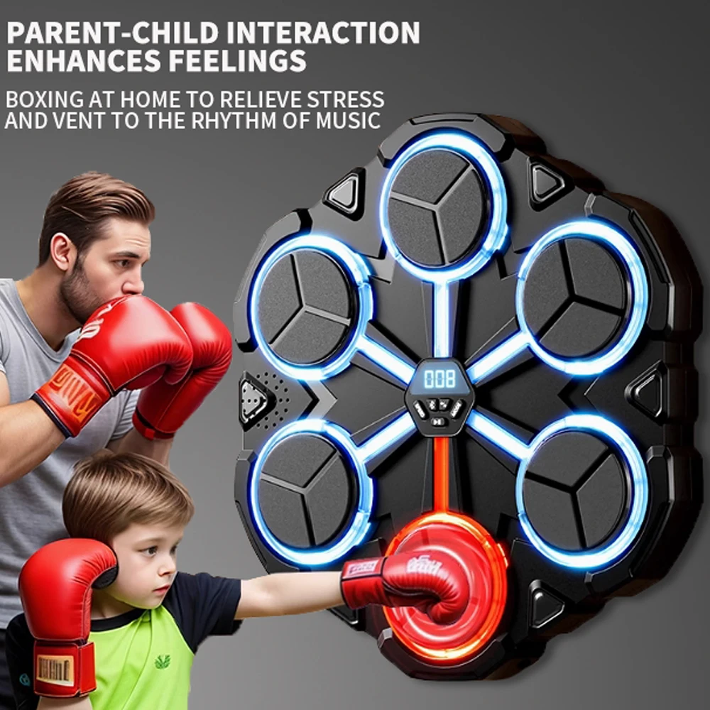 Smart Boxing Machine Home Music Wall Target Trainer With Gloves Decompression With BluetoothGames Toys Children And Adults