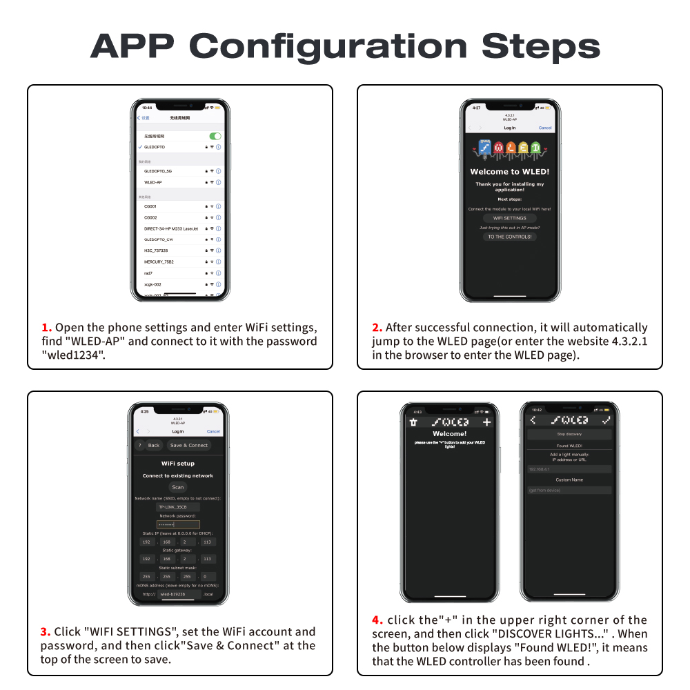 Controller per strisce luminose digitali WLED WIFI DC5-24V Supporto WS2812 2811 SK6812 e altre strisce luminose RGB RGBW 800 IC possono essere fai-da-te