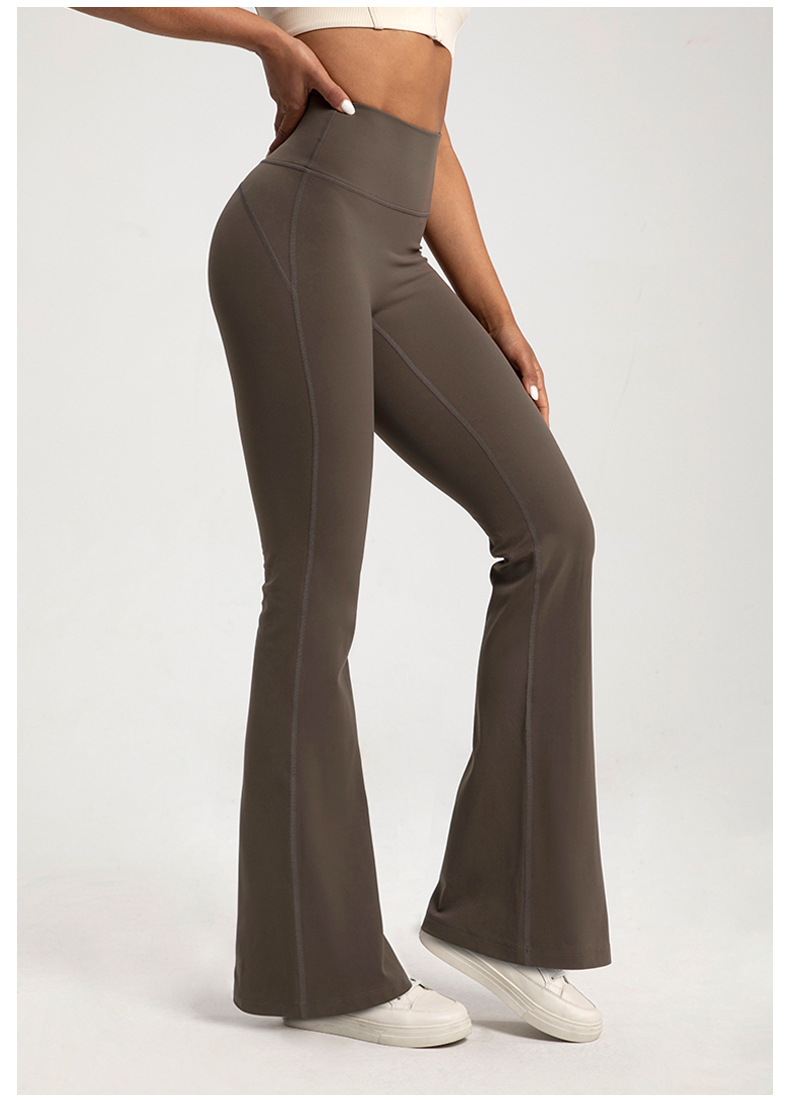 Pantalones desnudos de cintura alta para mujer, pantalones elásticos con parte inferior acampanada para ejercicio físico, informales, para correr al aire libre, Yoga