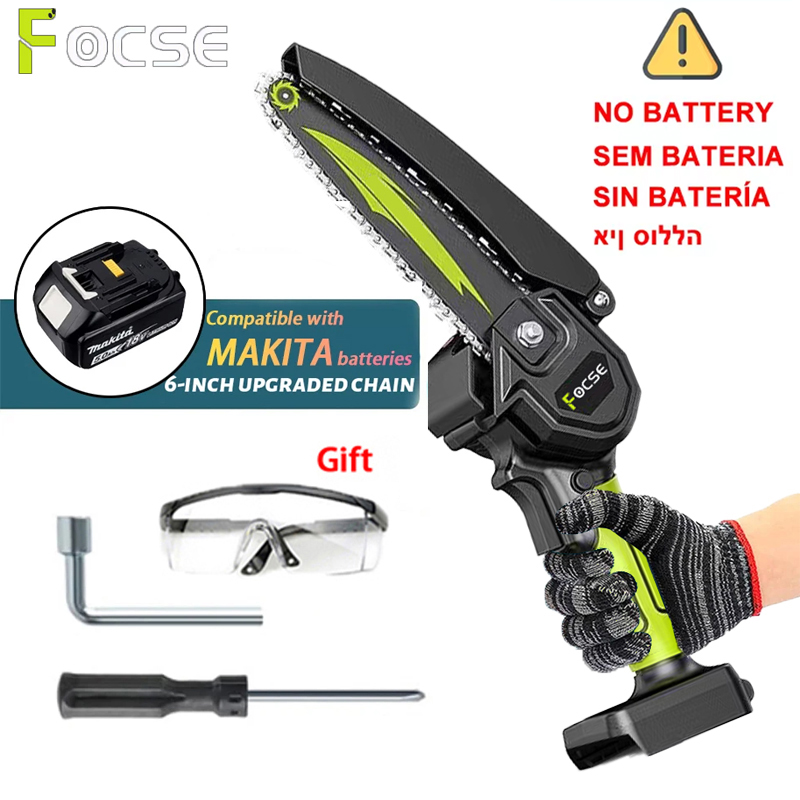 Mini motosserra 4/6 Polegada poderosa sem fio recarregável portátil jardim serra elétrica corte alimentado por bateria de 18v ferramenta elétrica
