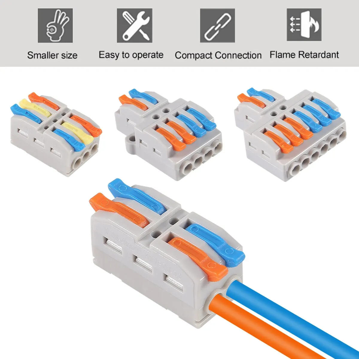 Mini connettore conduttore rapido universale compatto 2/3 pin splicing morsettiera push-in 1 ingresso uscita multipla con foro di fissaggio