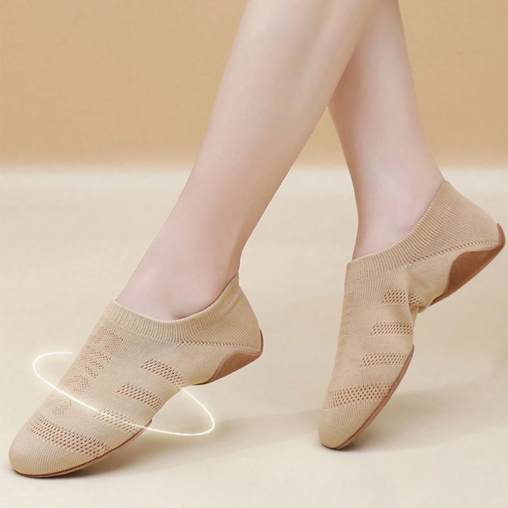 Damskie buty do tańca baletowego płaskie dno kapcie miękka podeszwa buty do jogi dziewczęce trampki do tańca