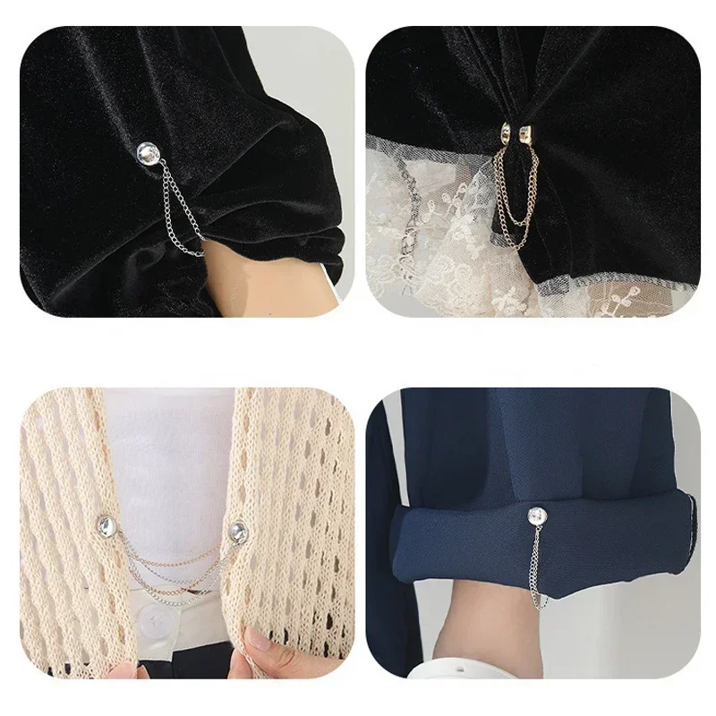Clips de jambes de pantalon réglables magnétiques argentés, 1/12 pièces, épingle rétractable, jambe fixe, bouton ample pour jean Cardigan