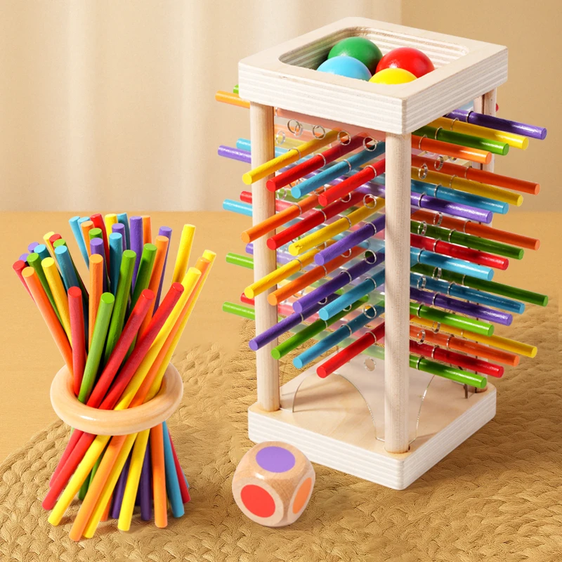 Giocattolo puzzle per addestramento al pensiero spaziale per due persone con bastone di legno interattivo per genitori e figli