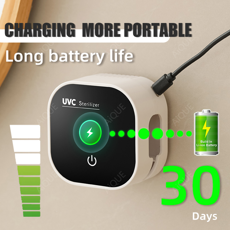 AiQUE esterilizador de cepillo de dientes recargable con función de secado Mini interruptor táctil portátil de viaje estuche esterilizador de cepillo de dientes UV