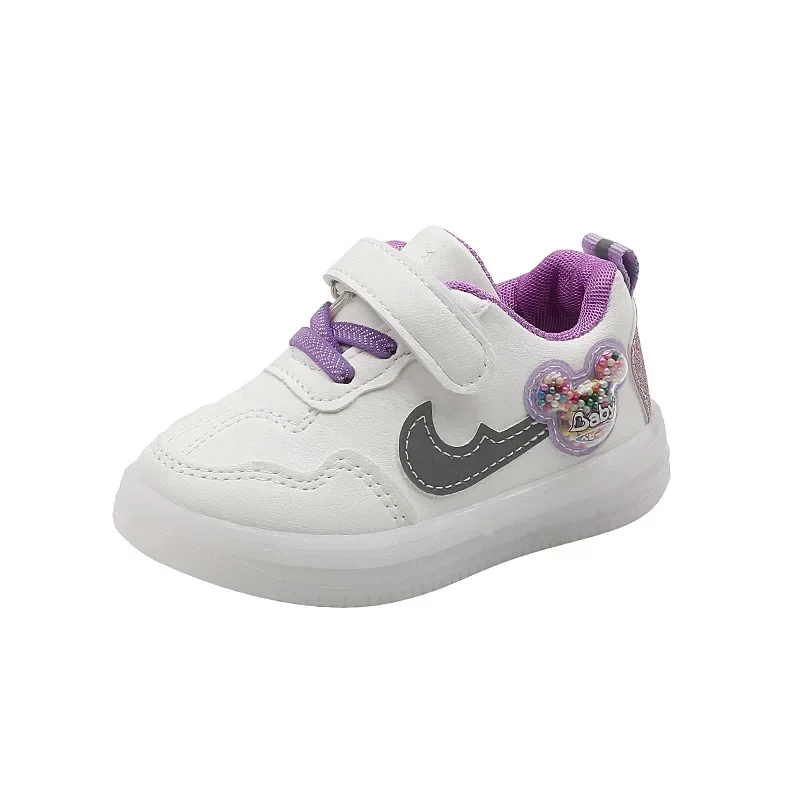 Chaussures de dehors Décontractées pour Enfant Garçon et Fille, Baskets Lumineuses à Lacets, Style Disney, pour Printemps et Automne