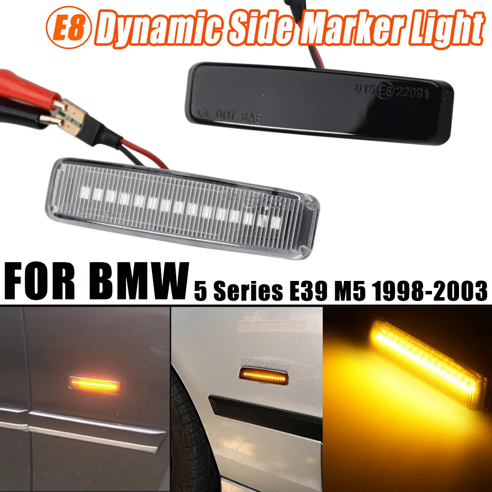 Led Năng Động Led Tín Hiệu Bên Cột Mốc Fender Tuần Tự Đèn Blinker Chỉ Báo Viền Dành Cho Xe BMW Series 5 E39 1995-2003 M5